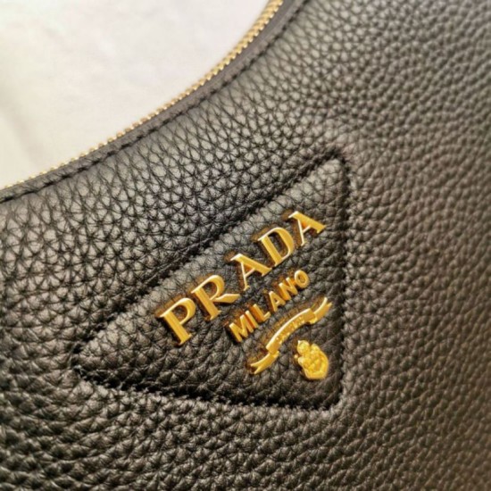 Replica Prada Shoulder Bag Grained Black Replica Prada Shoulder Bag Grained Black