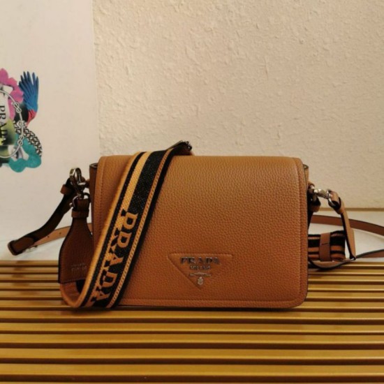 Replica Prada Flap Small Shoulder Bag Grained Brown Replica Prada Flap Small Shoulder Bag Grained Brown