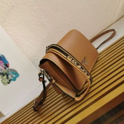 Replica Prada Flap Small Shoulder Bag Grained Brown