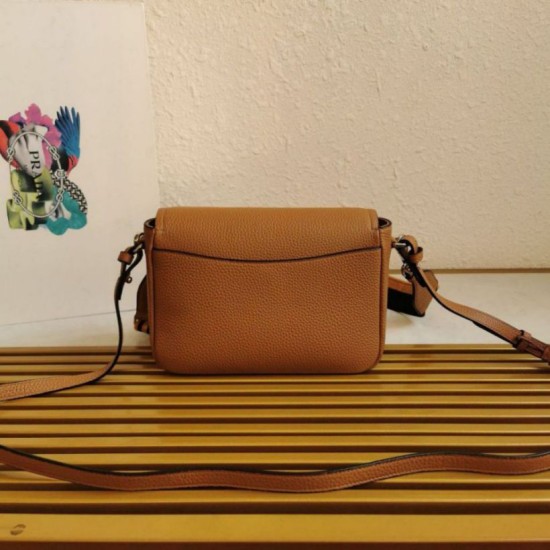 Replica Prada Flap Small Shoulder Bag Grained Brown Replica Prada Flap Small Shoulder Bag Grained Brown