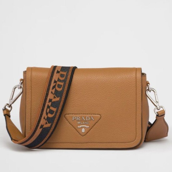 Replica Prada Flap Small Shoulder Bag Grained Brown Replica Prada Flap Small Shoulder Bag Grained Brown