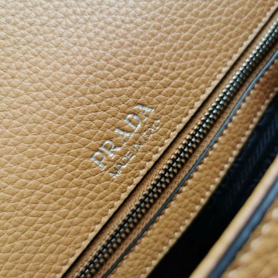 Replica Prada Flap Small Shoulder Bag Grained Brown Replica Prada Flap Small Shoulder Bag Grained Brown