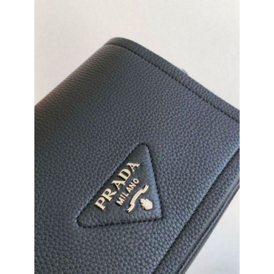 Replica Prada Flap Small Shoulder Bag Grained Black Replica Prada Flap Small Shoulder Bag Grained Black