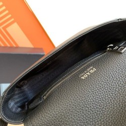 Replica Prada Flap Small Shoulder Bag Grained Black