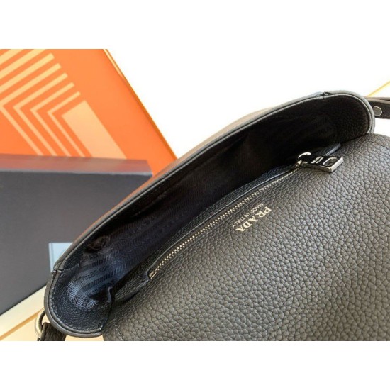 Replica Prada Flap Small Shoulder Bag Grained Black Replica Prada Flap Small Shoulder Bag Grained Black