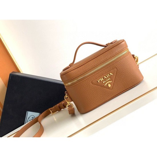 Replica Prada Mini Vanity Bag Grained Brown Replica Prada Mini Vanity Bag Grained Brown