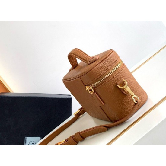Replica Prada Mini Vanity Bag Grained Brown Replica Prada Mini Vanity Bag Grained Brown