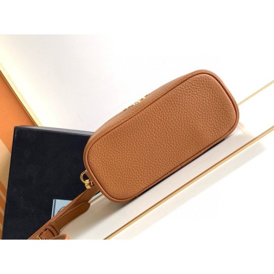 Replica Prada Mini Vanity Bag Grained Brown Replica Prada Mini Vanity Bag Grained Brown