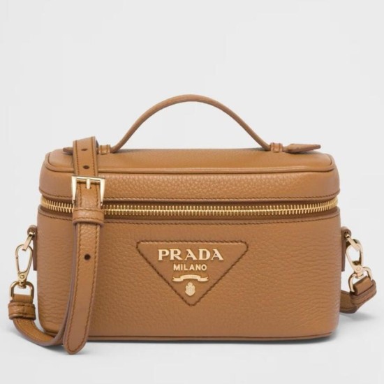 Replica Prada Mini Vanity Bag Grained Brown Replica Prada Mini Vanity Bag Grained Brown