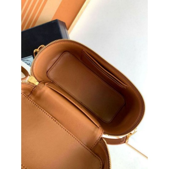 Replica Prada Mini Vanity Bag Grained Brown Replica Prada Mini Vanity Bag Grained Brown