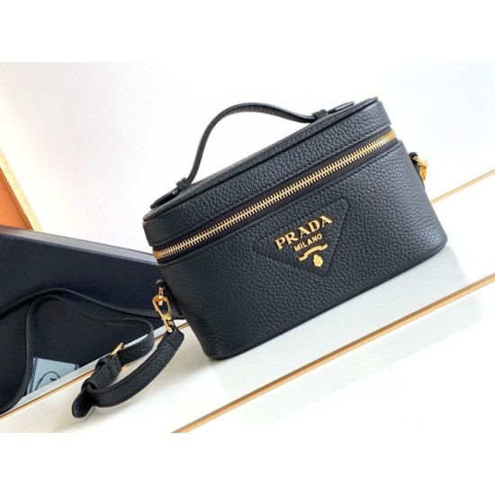 Replica Prada Mini Vanity Bag Grained Black Replica Prada Mini Vanity Bag Grained Black