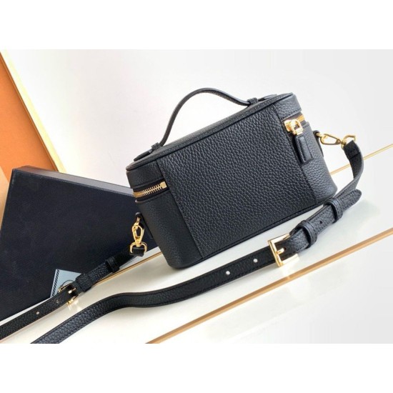 Replica Prada Mini Vanity Bag Grained Black Replica Prada Mini Vanity Bag Grained Black