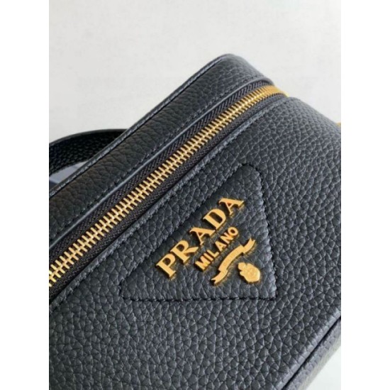 Replica Prada Mini Vanity Bag Grained Black Replica Prada Mini Vanity Bag Grained Black