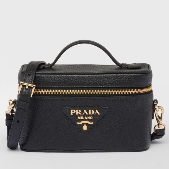 Replica Prada Mini Vanity Bag Grained Black Replica Prada Mini Vanity Bag Grained Black