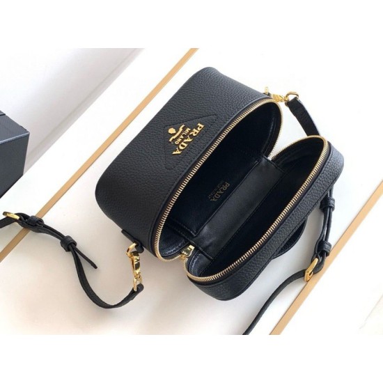 Replica Prada Mini Vanity Bag Grained Black Replica Prada Mini Vanity Bag Grained Black
