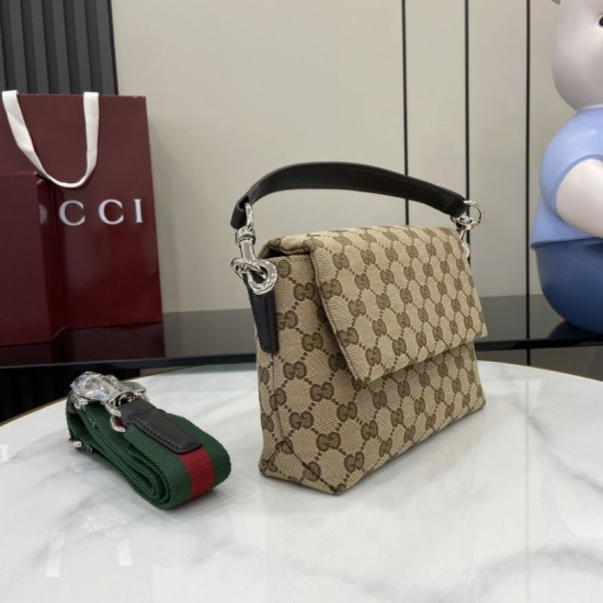 Replica Gucci Small GG crossbody Men bag with Web 821617 Brown Replica Gucci Small GG crossbody Men bag with Web 821617 Brown