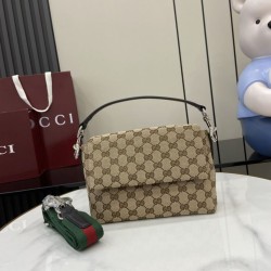 Replica Gucci Small GG crossbody Men bag with Web 821617 Brown