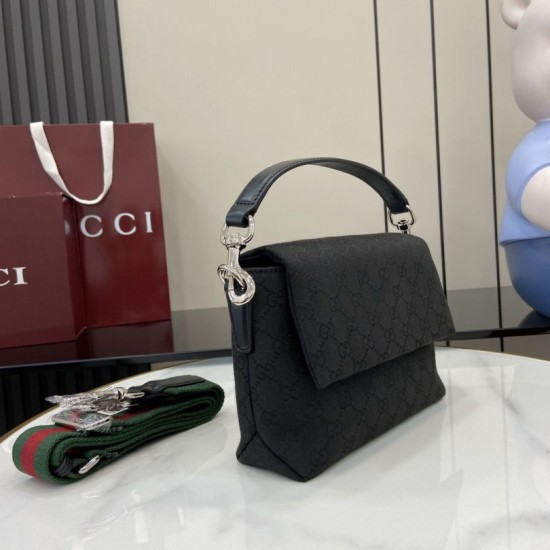 Replica Gucci Small GG crossbody Men bag with Web 821617 Black Replica Gucci Small GG crossbody Men bag with Web 821617 Black