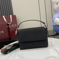Replica Gucci Small GG crossbody Men bag with Web 821617 Black