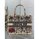 Replica Dior Medium Book Tote Bag Raffia with Dior Cabinet de Curiosites Beige