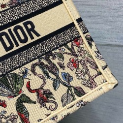 Replica Dior Medium Book Tote Bag Raffia with Dior Cabinet de Curiosites Beige