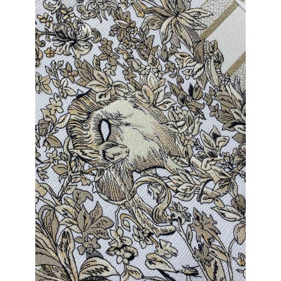 Replica Dior Large Book Tote Bag Gold-Tone Millefiori Unicorn Embroidery Replica Dior Large Book Tote Bag Gold-Tone Millefiori Unicorn Embroidery