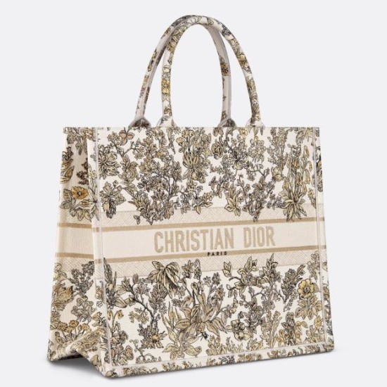Replica Dior Large Book Tote Bag Gold-Tone Millefiori Unicorn Embroidery Replica Dior Large Book Tote Bag Gold-Tone Millefiori Unicorn Embroidery