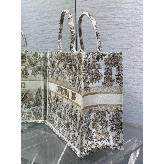 Replica Dior Large Book Tote Bag Gold-Tone Millefiori Unicorn Embroidery Replica Dior Large Book Tote Bag Gold-Tone Millefiori Unicorn Embroidery