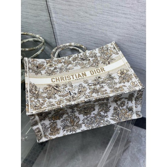 Replica Dior Large Book Tote Bag Gold-Tone Millefiori Unicorn Embroidery Replica Dior Large Book Tote Bag Gold-Tone Millefiori Unicorn Embroidery