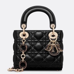 Replica Dior Lady Dior Mini Bag with O-links Black Cannage