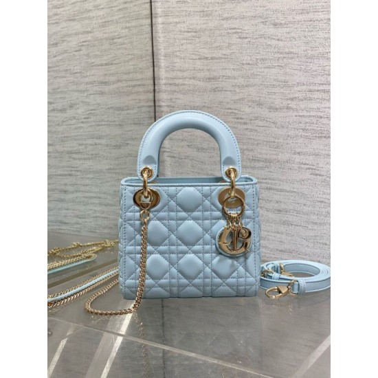 Replica Dior Lady Dior Mini Bag with O-links Cannage Blue Replica Dior Lady Dior Mini Bag with O-links Cannage Blue