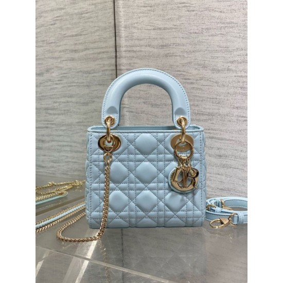 Replica Dior Lady Dior Mini Bag with O-links Cannage Blue Replica Dior Lady Dior Mini Bag with O-links Cannage Blue