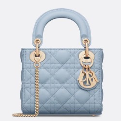 Replica Dior Lady Dior Mini Bag with O-links Cannage Blue