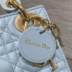 Replica Dior Lady Dior Mini Bag with O-links Cannage Blue