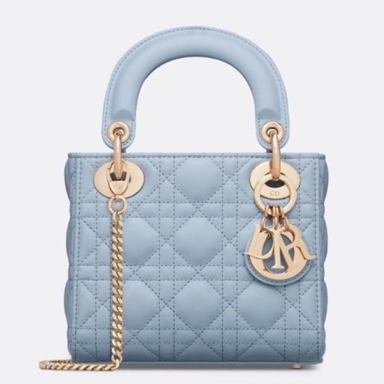 Replica Dior Lady Dior Mini Bag with O-links Cannage Blue Replica Dior Lady Dior Mini Bag with O-links Cannage Blue