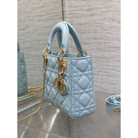 Replica Dior Lady Dior Mini Bag with O-links Cannage Blue Replica Dior Lady Dior Mini Bag with O-links Cannage Blue