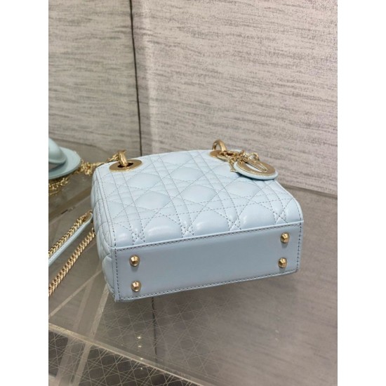 Replica Dior Lady Dior Mini Bag with O-links Cannage Blue Replica Dior Lady Dior Mini Bag with O-links Cannage Blue