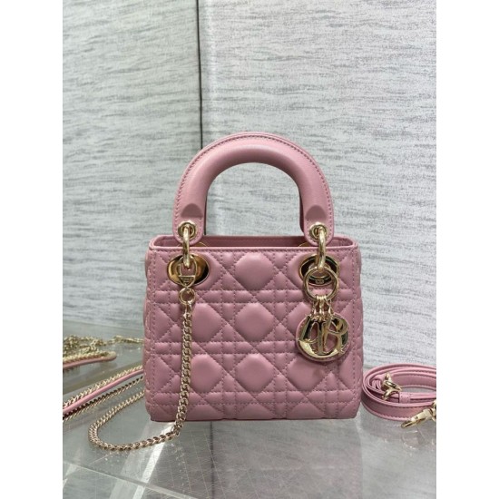 Replica Dior Lady Dior Mini Bag with O-links Cannage Pink Replica Dior Lady Dior Mini Bag with O-links Cannage Pink