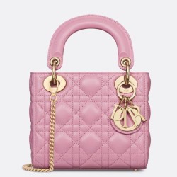Replica Dior Lady Dior Mini Bag with O-links Cannage Pink