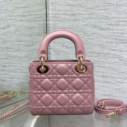 Replica Dior Lady Dior Mini Bag with O-links Cannage Pink