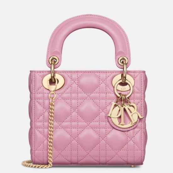 Replica Dior Lady Dior Mini Bag with O-links Cannage Pink Replica Dior Lady Dior Mini Bag with O-links Cannage Pink