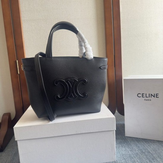 Replica Celine Mini Cabas Anais triomphe Bag Black Grained Calfskin