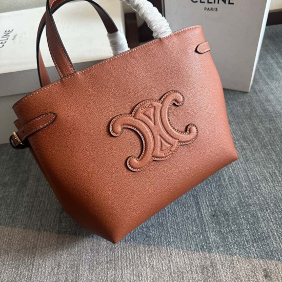 Replica Celine Mini Cabas Anais triomphe Bag Brown Grained Calfskin