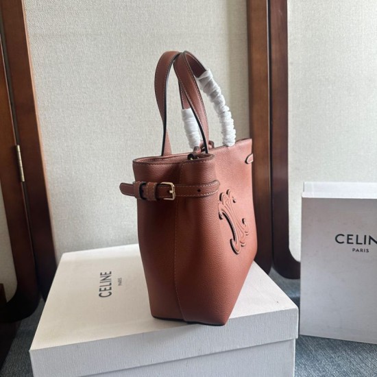 Replica Celine Mini Cabas Anais triomphe Bag Brown Grained Calfskin