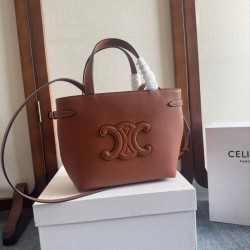 Replica Celine Mini Cabas Anais triomphe Bag Brown Grained Calfskin