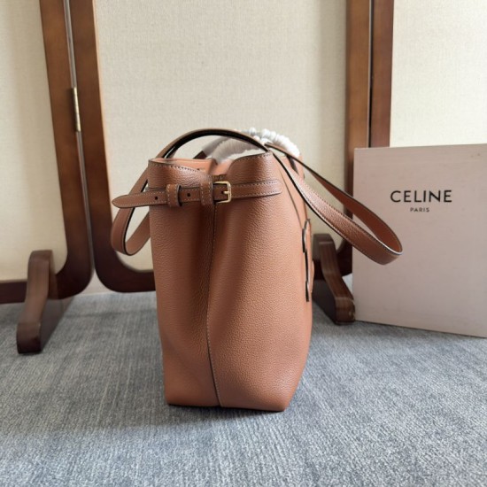 Replica Celine Small Cabas Anais triomphe Shoulder Bag Brown Grained