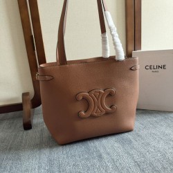 Replica Celine Small Cabas Anais triomphe Shoulder Bag Brown Grained