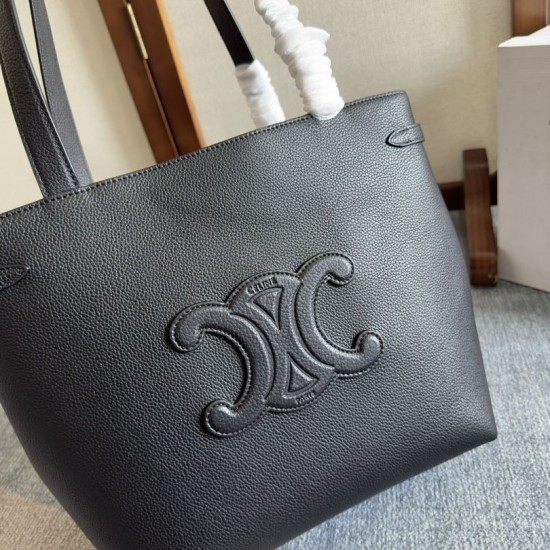 Replica Celine Small Cabas Anais triomphe Shoulder Bag Black Grained