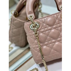 Replica Dior Mini Lady Dior Bag with Chain Blush Cannage