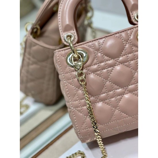 Replica Dior Mini Lady Dior Bag with Chain Blush Cannage